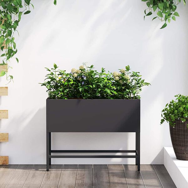 vidaXL Verhoogde Tuin Plantbak Zwart 60 x 26 x 45 cm Staal