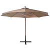 vidaXL Zweefparasol met paal 3,5x2,9 m massief vurenhout taupe