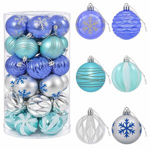 vidaXL Kerstballen set 30 st Zilver, blauw en turquoise &Oslash; 6 cm