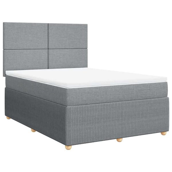 vidaXL Boxspring met matras stof lichtgrijs 160x200 cm
