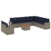 vidaXL 11-delige Loungeset met kussens poly rattan grijs