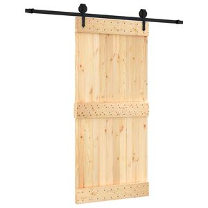 vidaXL Schuifdeur Naturel en Zwart 95 x 210 cm Massief Grenenhout