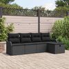 vidaXL Tuin Sofa Set met kussen met opslag 5 pcs Zwart Poly riet