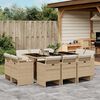 vidaXL 11-delige Tuinset met kussens poly rattan beige