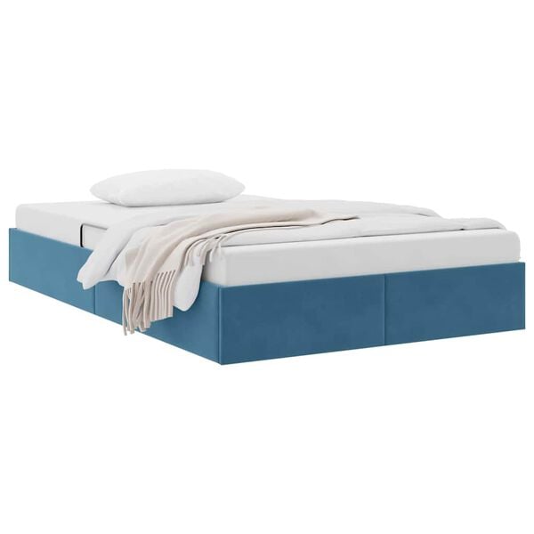 vidaXL Opslag bed met matras Donkerblauw 120 x 200 cm Fluweel