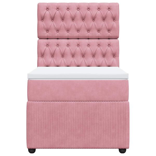 vidaXL Boxspring met matras fluweel roze 90x200 cm
