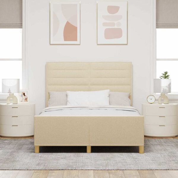 vidaXL Bedframe met hoofdeinde Cr&egrave;me 140 x 200 cm Stof