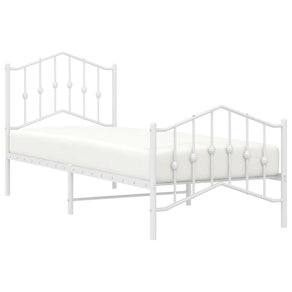 vidaXL Bedframe met hoofd- en voeteneinde&nbsp;metaal wit 90x200 cm
