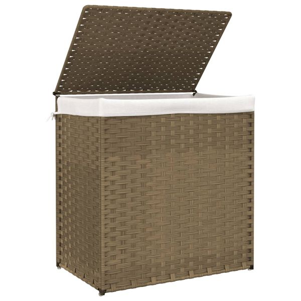 vidaXL Wasmand met 2 vakken 53x35x57 cm poly rattan
