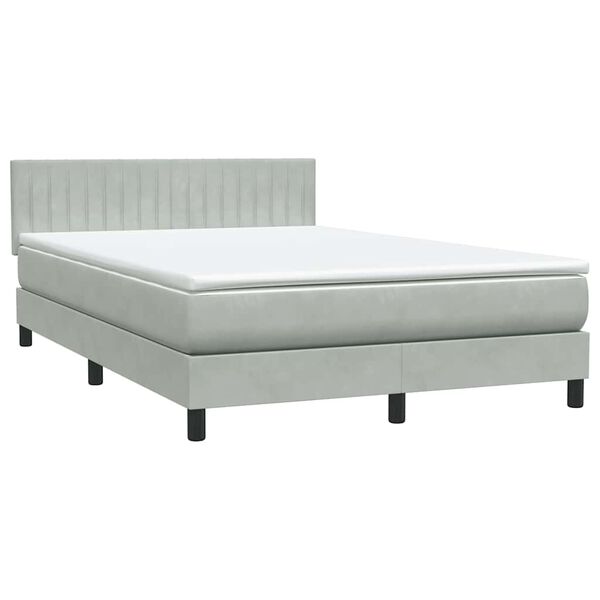 vidaXL Boxspring met matras fluweel lichtgrijs 160x220 cm
