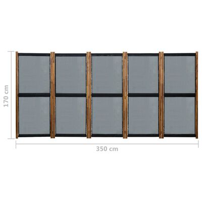 vidaXL Kamerscherm met 5 panelen 350x170 cm zwart