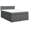 vidaXL Boxspring met matras stof donkergrijs 160x200 cm