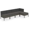 vidaXL 5-delige Loungeset met kussens poly rattan grijs