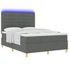 vidaXL LED Box Spring Bed met matras Donkergrijs 140 x 200 cm Stof