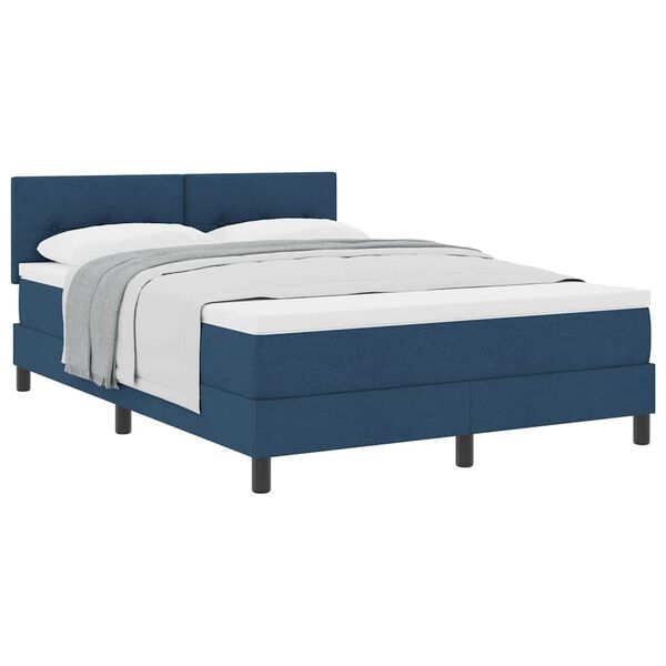 vidaXL Boxspringbed met matras met hoofdeinde Blauw 160 x 200 cm Stof