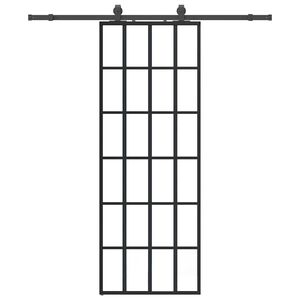 vidaXL Schuifdeur met beslagset 76x205 cm ESG glas zwart