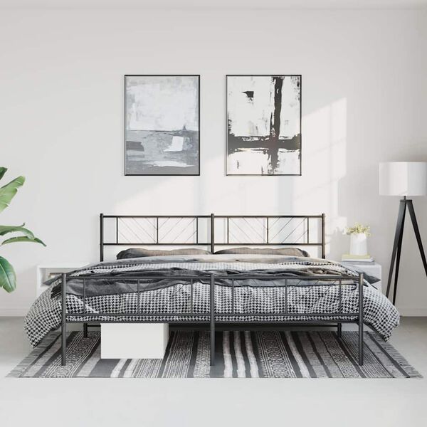 vidaXL Bedframe met hoofd- en voeteneinde metaal zwart 193x203 cm