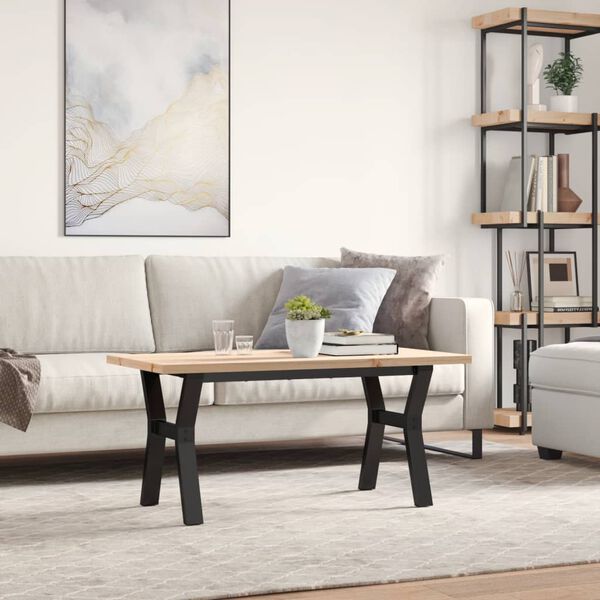 vidaXL Salontafel Y-frame 100x50x45,5 cm grenenhout en staal
