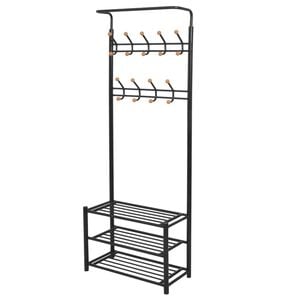 vidaXL Kledingrek met schoenenopberger 68x32x182,5 cm zwart