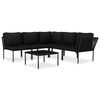 vidaXL 6-delige Loungeset met kussens PVC zwart