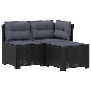 vidaXL 3-zits tuinbank met kussens in rattanlook PP Antraciet