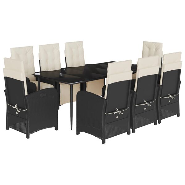 vidaXL 9-delige Tuinset poly rattan zwart