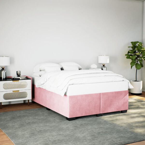 vidaXL Bedframe fluweel roze 140x190 cm