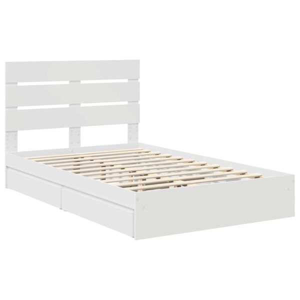 vidaXL Opslag bed met hoofdeinde Wit 120 x 190 cm Bewerkt hout