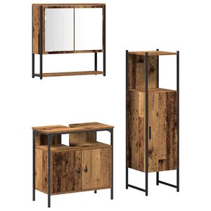 vidaXL Badkamermeubelset met plank met opslag 3 pcs Bruin Bewerkt hout