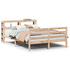 vidaXL Bedframe met hoofdbord massief grenenhout 140x190 cm