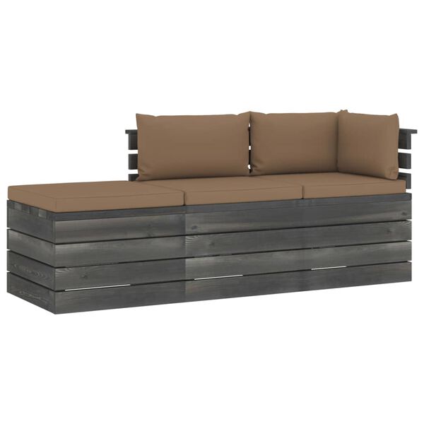 vidaXL 3-delige Loungeset met kussens pallet massief grenenhout