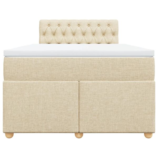 vidaXL Boxspring met matras stof cr&egrave;mekleurig 120x200 cm