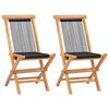 vidaXL Opklapbare stoelen, 2 stuks, massief teakhout en touw
