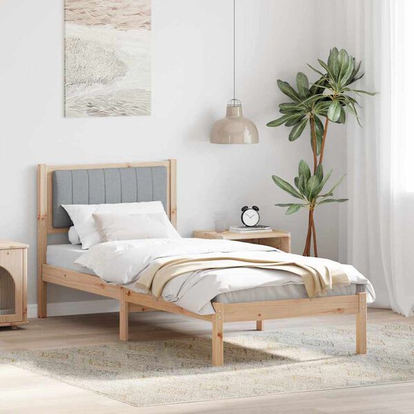 vidaXL Bedframe met Gevoerd Hoofdgedeelte Lichtgrijs 75 x 190 cm