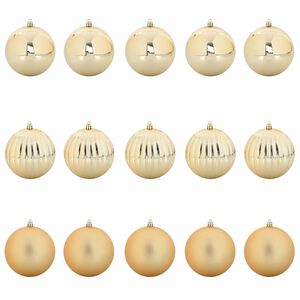 vidaXL Kerstbal Set 15 pcs Goud Kunststof