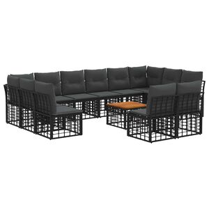 vidaXL Buiten bankenset 13 pcs Zwart en Donkergrijs Polyester