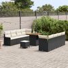 vidaXL Tuin Sofa Set met kussen met opslag 11 pcs Zwart en Crème