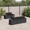vidaXL 6-delige Loungeset met kussens poly rattan zwart