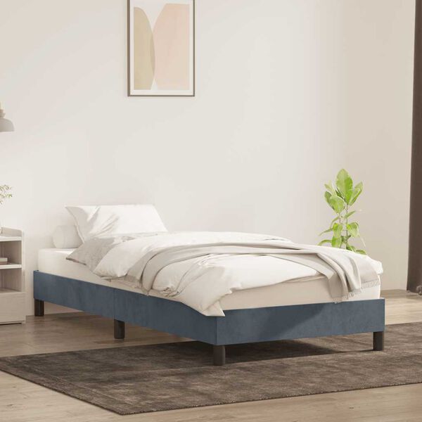 vidaXL Bedframe zonder matras 80x220 cm fluweel donkergrijs