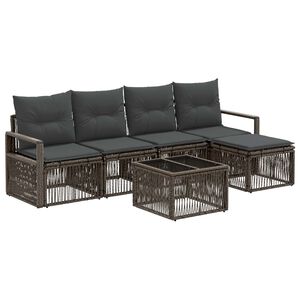 vidaXL Tuinbankenset 6 st Grijs poly rattan