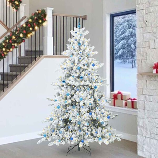 vidaXL Kunstmatige Inklapbare Kerstboom Wit 240 cm PVC en staal