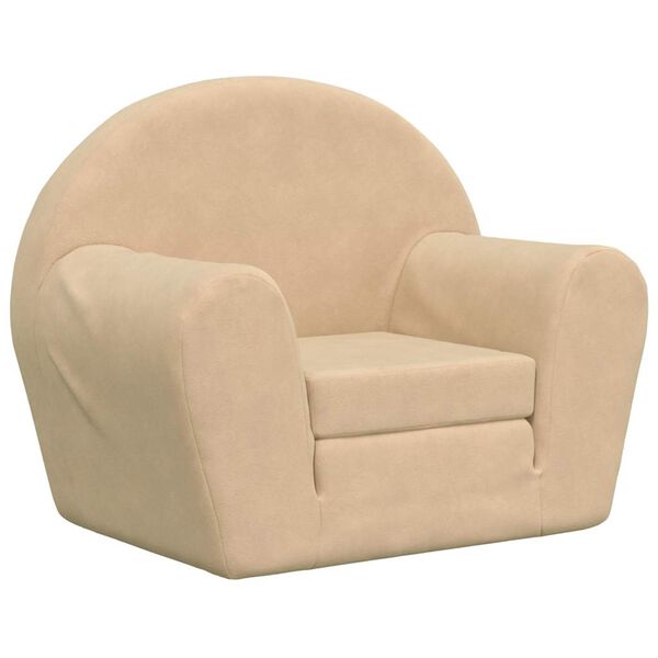 vidaXL Kinderslaapbank zacht pluche crèmekleurig