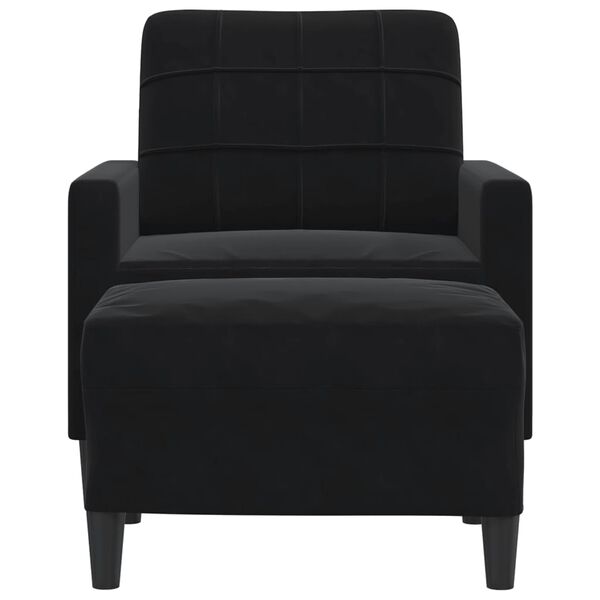 vidaXL Fauteuil met voetenbank 60 cm fluweel zwart