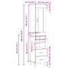 vidaXL Hoge kast 34,5x34x180 cm bewerkt hout grijs sonoma eikenkleurig