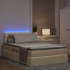 vidaXL Opbergbed met LED met matras met LED Cr&egrave;me 120 x 200 cm Stof