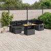 vidaXL 8-delige Loungeset met kussens poly rattan zwart