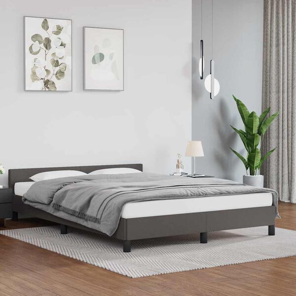 vidaXL Bedframe met hoofdeinde zonder matras 140x190 cm grijs