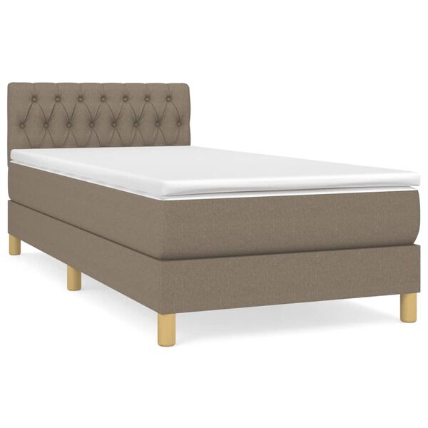 vidaXL Boxspring met matras stof taupe 90x200 cm