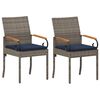 vidaXL Tuinstoelen 2 st Grijs en Marineblauw Poly rattan en acacia