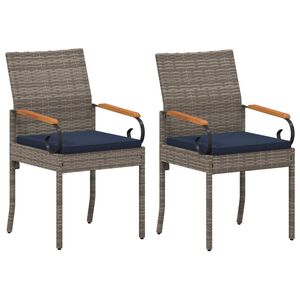 vidaXL Tuinstoelen 2 st Grijs en Marineblauw Poly rattan en acacia